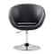 Manhattan Comfort Hopper Swivel Adjustable Height Faux Leather Chair in Black and Polished Chrome, PK2 2-AC036-BK - alternate 3